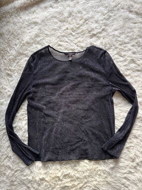 Victoria's Secret Black Sparkle Sheer Long-Sleeve Top